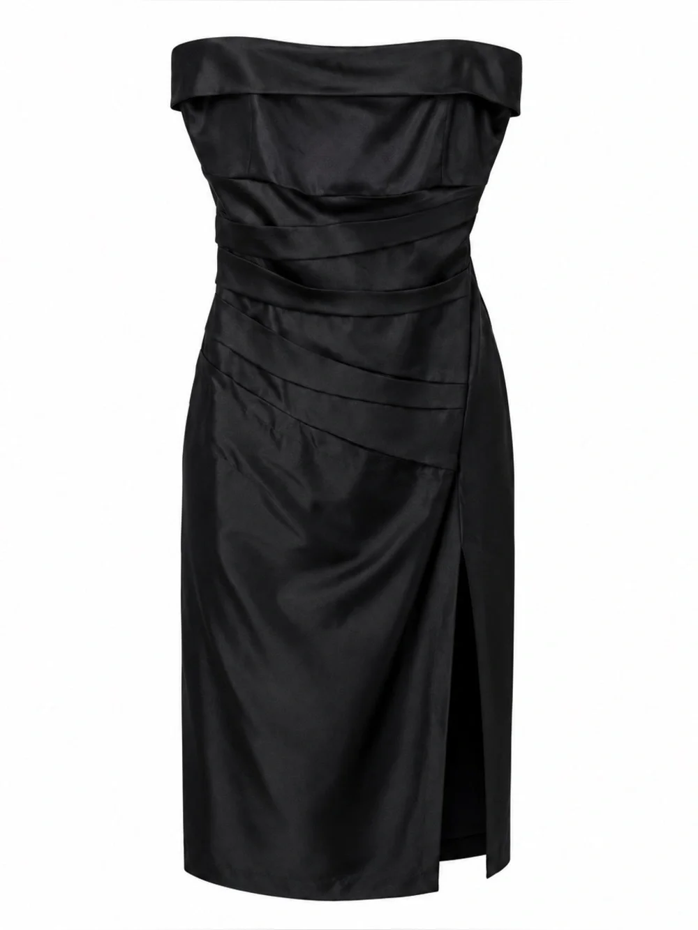 Gianni Bini NWT Black Satin Ruched Strapless Cocktail Dress Women's Size 0 Party